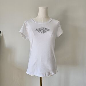 Harley Davidson White Embellished Women's Top Size large